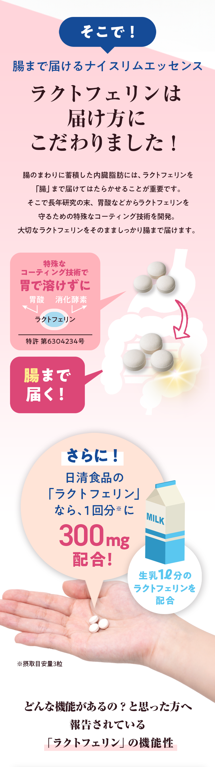 ラクトフェリンは届け方にこだわりました